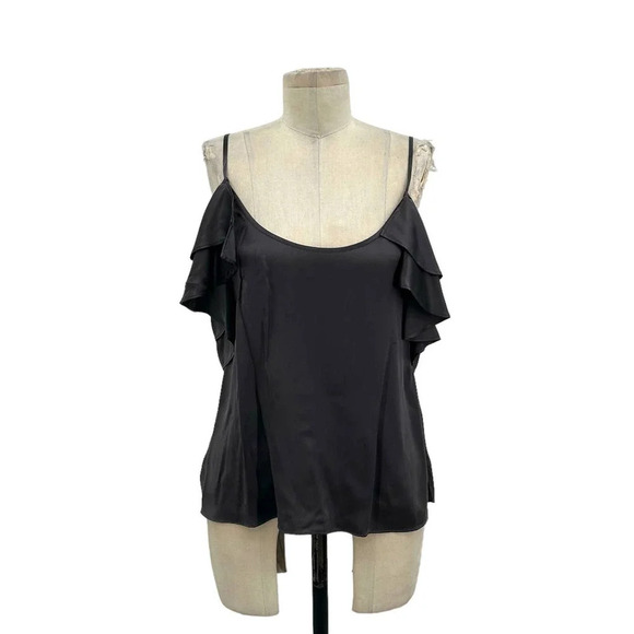 Cami‎ NYC Samantha Cold Shoulder Silk Top In Slate Gray Silk Size Small - Picture 2 of 9